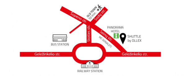 Map with the Bus and Railway Stations